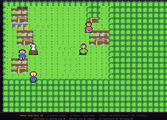 Village map in amber-monsters-dx with the character walking across the scene.