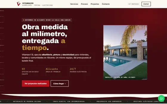 Header of the Vitamacri SL website on desktop.